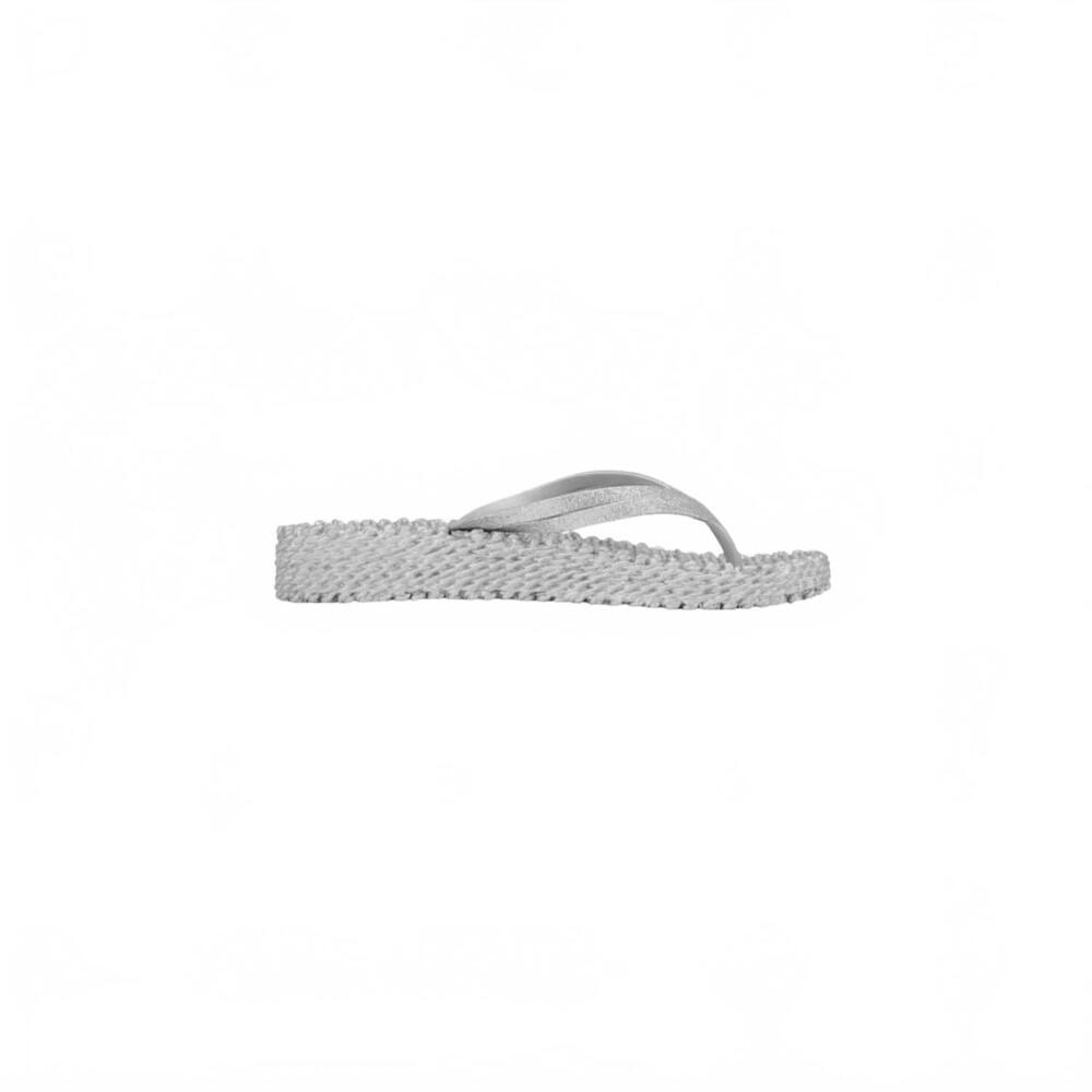 NEW ILSE JACOBSEN women's cheerful platform flip flops in silver
